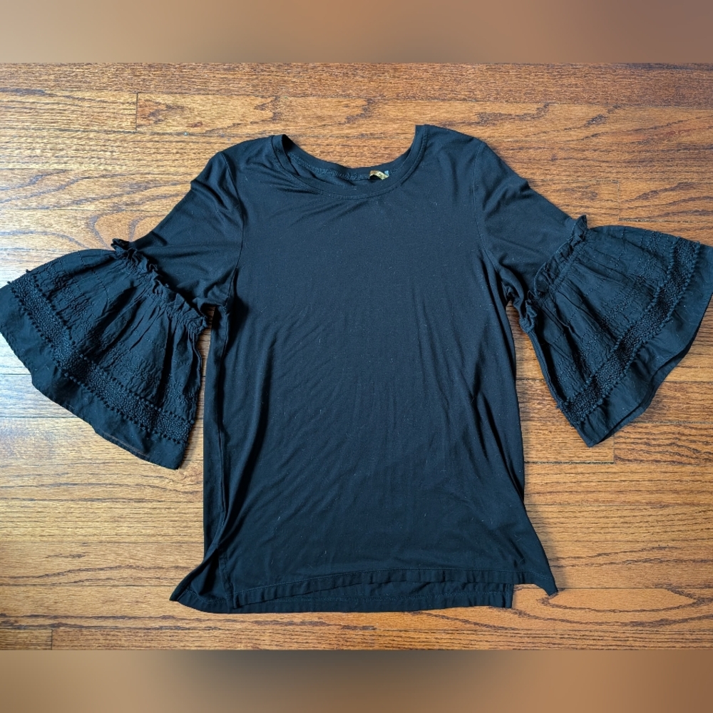 Elegant Black Bell Sleeve Top
